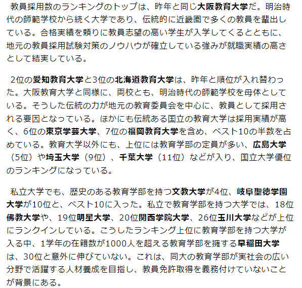 教員就職者が多い大学トップ200ランキング