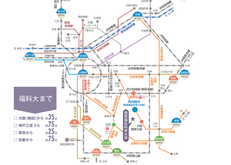 関西福祉学科大学・アクセス・マップ